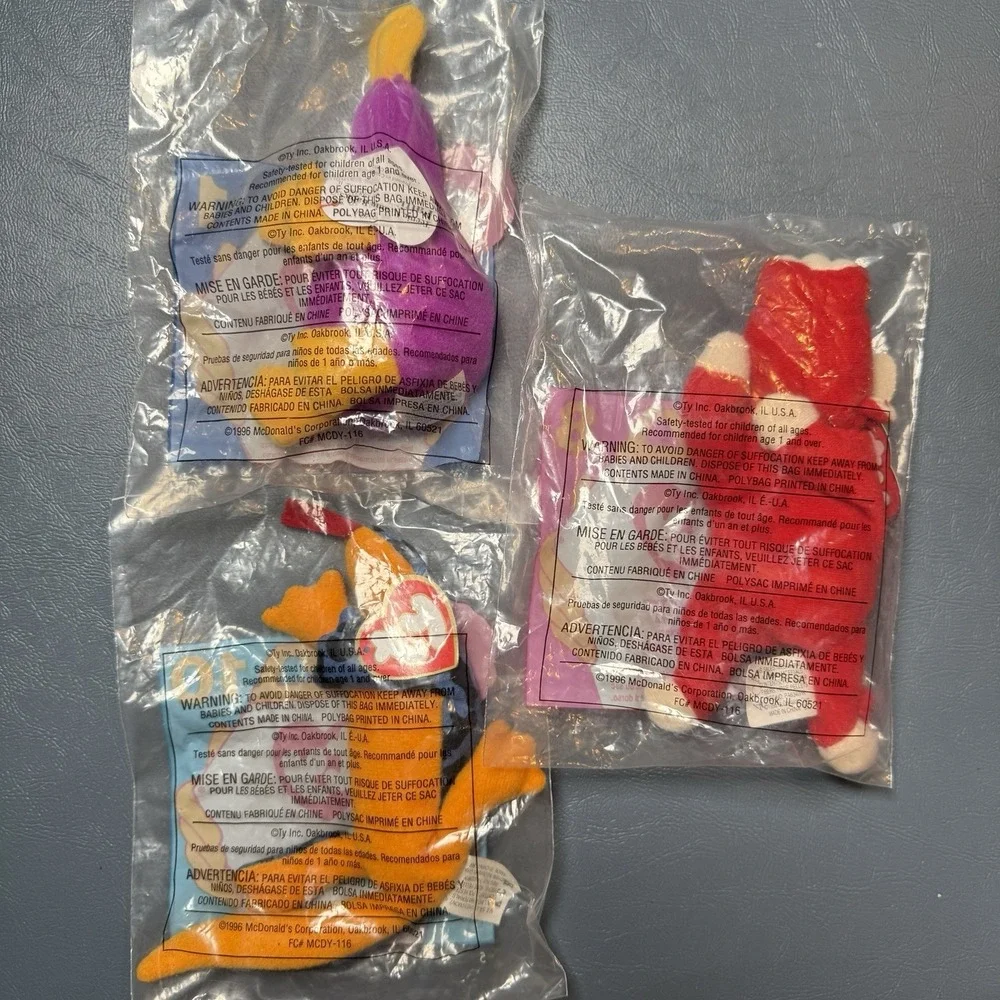 Lot 7 McDonald's TY Beanie Babies‎ VTG Chops Patti Snort Lizz Choc Peanut Scoop